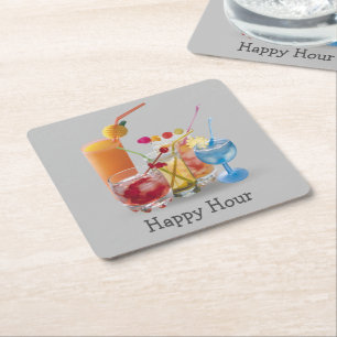 Dessous-de-verre Carré En Papier Collection de cocktails sur gris