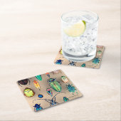 Dessous-de-verre Carré En Papier Collection de scarabée (En situation)