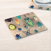 Dessous-de-verre Carré En Papier Collection de scarabée (Incliné)