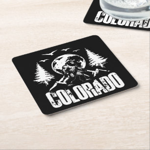 Dessous-de-verre Carré En Papier Colorado Jour Bigfoot Randonnée Vintage