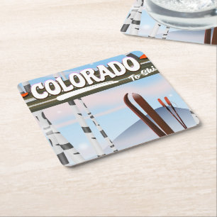 Dessous-de-verre Carré En Papier Colorado pour skier !