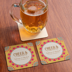 Dessous-de-verre Carré En Papier Coloré Ethnic Mandala Bold & Bright Mariage