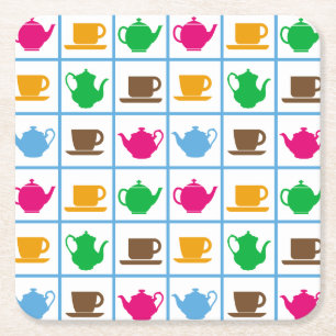 Dessous-de-verre Carré En Papier Colorful teapots