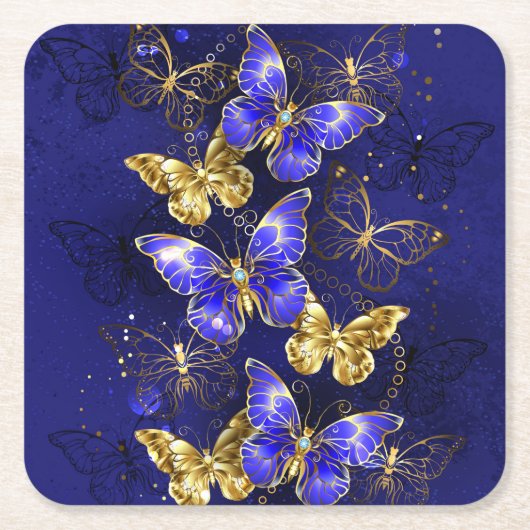 Dessous-de-verre Carré En Papier Composition avec papillons Sapphire (Devant)