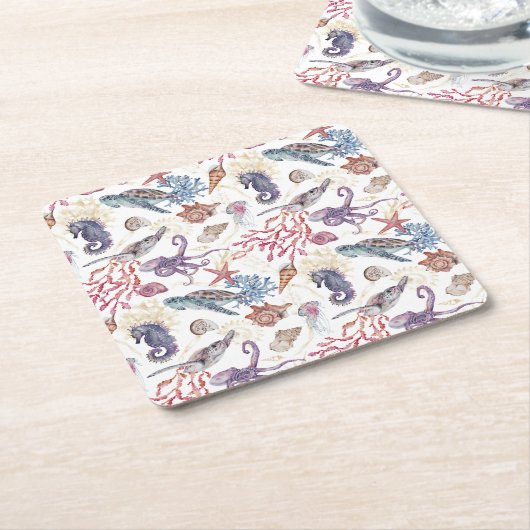 Dessous-de-verre Carré En Papier Composition de l'eau souterraine Conception 1 (Incliné)