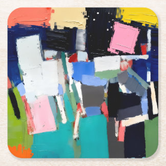 Dessous-de-verre Carré En Papier Composition d'œuvre d'art abstraite