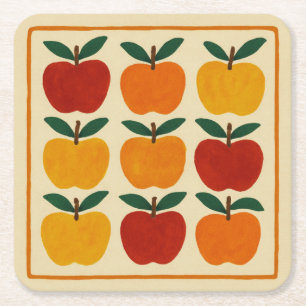 Dessous-de-verre Carré En Papier Composition joyeuse de pommes