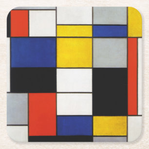 Dessous-de-verre Carré En Papier Composition, Mondrian