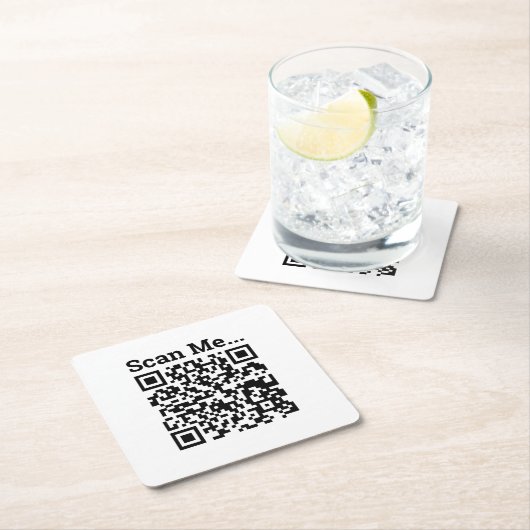 Dessous-de-verre Carré En Papier Conception de code QR (En situation)