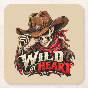 Dessous-de-verre Carré En Papier Conception de cowboy squelette d'âme sauvage weste