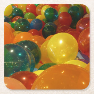 Dessous-de-verre Carré En Papier Conception de fête de ballons colorés