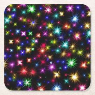 Dessous-de-verre Carré En Papier Conception de feux d'artifice Étoiles Colorées