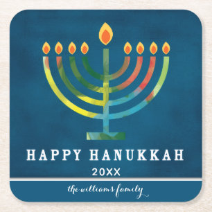 Dessous-de-verre Carré En Papier Conception de Hanukkah personnalisée