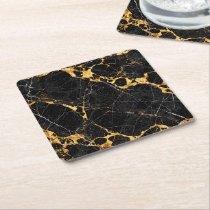 Dessous-de-verre Carré En Papier Conception de marbre noir or luxe Nero Portoro