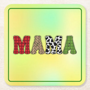 Dessous-de-verre Carré En Papier Conception de motif à carreaux de Mama Noël