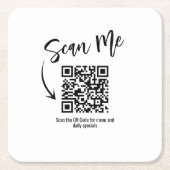 Dessous-de-verre Carré En Papier Conception de restaurant QR Code Scan Me minimalis (Devant)