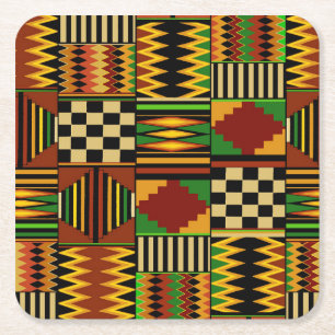 Dessous-de-verre Carré En Papier Conception de tissu Kente royal africain