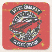 Dessous-de-verre Carré En Papier Conception de voiture Retro (Devant)
