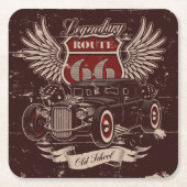 Dessous-de-verre Carré En Papier Conception de voiture Retro (Devant)