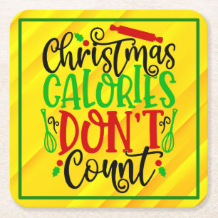 Dessous-de-verre Carré En Papier Conception drôle de Noël : les calories ne compten