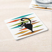 Dessous-de-verre Carré En Papier Conception du chat noir du milieu du siècle (Incliné)