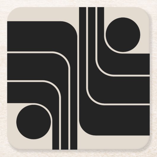 Dessous-de-verre Carré En Papier Conception géométrique moderne du milieu du siècle (Devant)