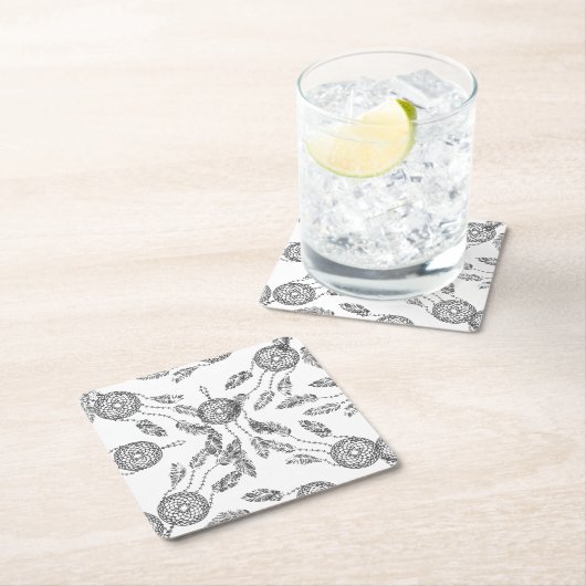 Dessous-de-verre Carré En Papier Conception rêveuse de receveur (En situation)