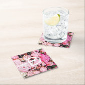 Dessous-de-verre Carré En Papier Conception rose de pivoine (En situation)