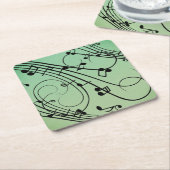 Dessous-de-verre Carré En Papier Conception verte de musique de notes de fantaisie (Incliné)