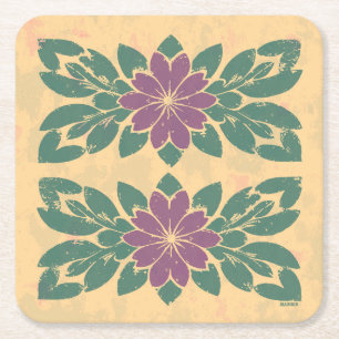 Dessous-de-verre Carré En Papier Conception vintage de crayon floral