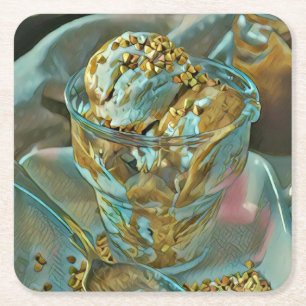 Dessous-de-verre Carré En Papier Cône crème glacée d'été