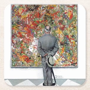 Dessous-de-verre Carré En Papier Connaisseur d'art par Norman Rockwell