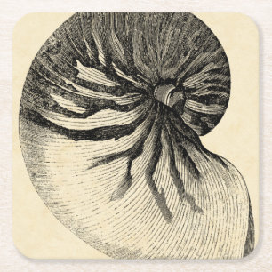 Dessous-de-verre Carré En Papier Conque noire et blanche vintage Shell