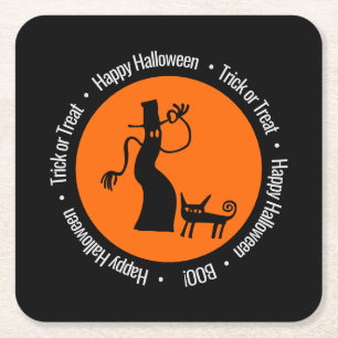Dessous-de-verre Carré En Papier Conseil du Casquette Happy Halloween Dessous de ve