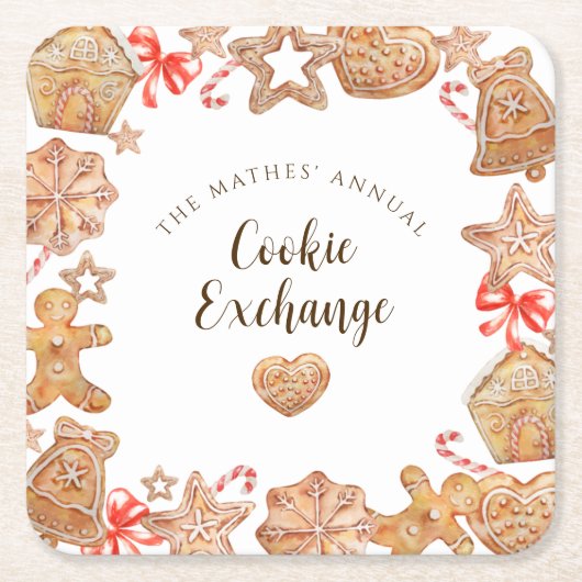 Dessous-de-verre Carré En Papier Cookie Exchange Holiday Party (Devant)