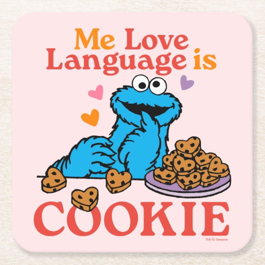 Dessous-de-verre Carré En Papier Cookie Monster | Citation de la Saint Valentin (Devant)