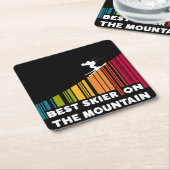 Dessous-de-verre Carré En Papier Cool Code Barre Conception Meilleur Skieur Sur La (Incliné)