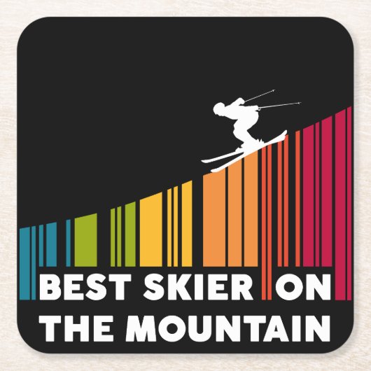 Dessous-de-verre Carré En Papier Cool Code Barre Conception Meilleur Skieur Sur La (Devant)