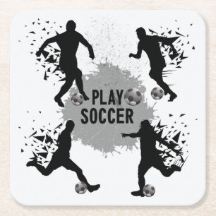 Dessous-de-verre Carré En Papier Cool Jouer des silhouettes de football