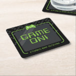 Dessous-de-verre Carré En Papier COOL MODERNE GAMER contrôleur fun noir vert<br><div class="desc">par kat massard >>> WWW.SIMPLYSWEETPAPERIE.COM <<<</div>