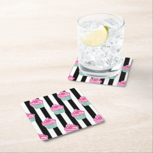 Dessous-de-verre Carré En Papier Cool tendance noir et blanc