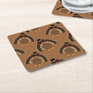 Dessous-de-verre Carré En Papier Cool Turquie Thanksgiving fun brown motif