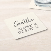 Dessous-de-verre Carré En Papier Coordonnées GPS Seattle Longitude Latitude Pa (Incliné)