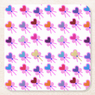 Dessous-de-verre Carré En Papier Coquette Moderne Motif de Cœur Rayonnant en Arc