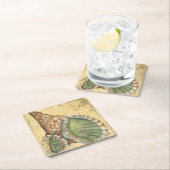 Dessous-de-verre Carré En Papier Coquillage Brown et vert (En situation)