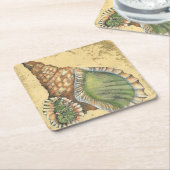 Dessous-de-verre Carré En Papier Coquillage Brown et vert (Incliné)