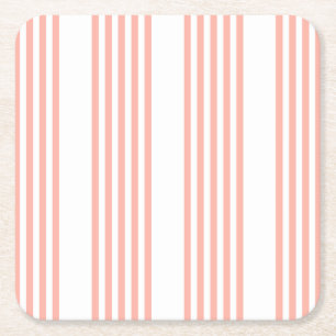 Dessous-de-verre Carré En Papier Corail et blanc cinq bandes motif