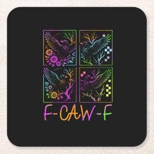 Dessous-de-verre Carré En Papier Corbeau F-Caw-F Coloré Néon Goth Oiseau Drôle