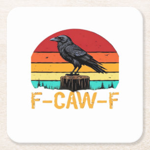 Dessous-de-verre Carré En Papier Corbeau, F-Caw-F Drôle d'oiseau Rétro Classique