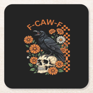 Dessous-de-verre Carré En Papier Corbeau F-Caw-F Drôle Halloween Gothique Créatif